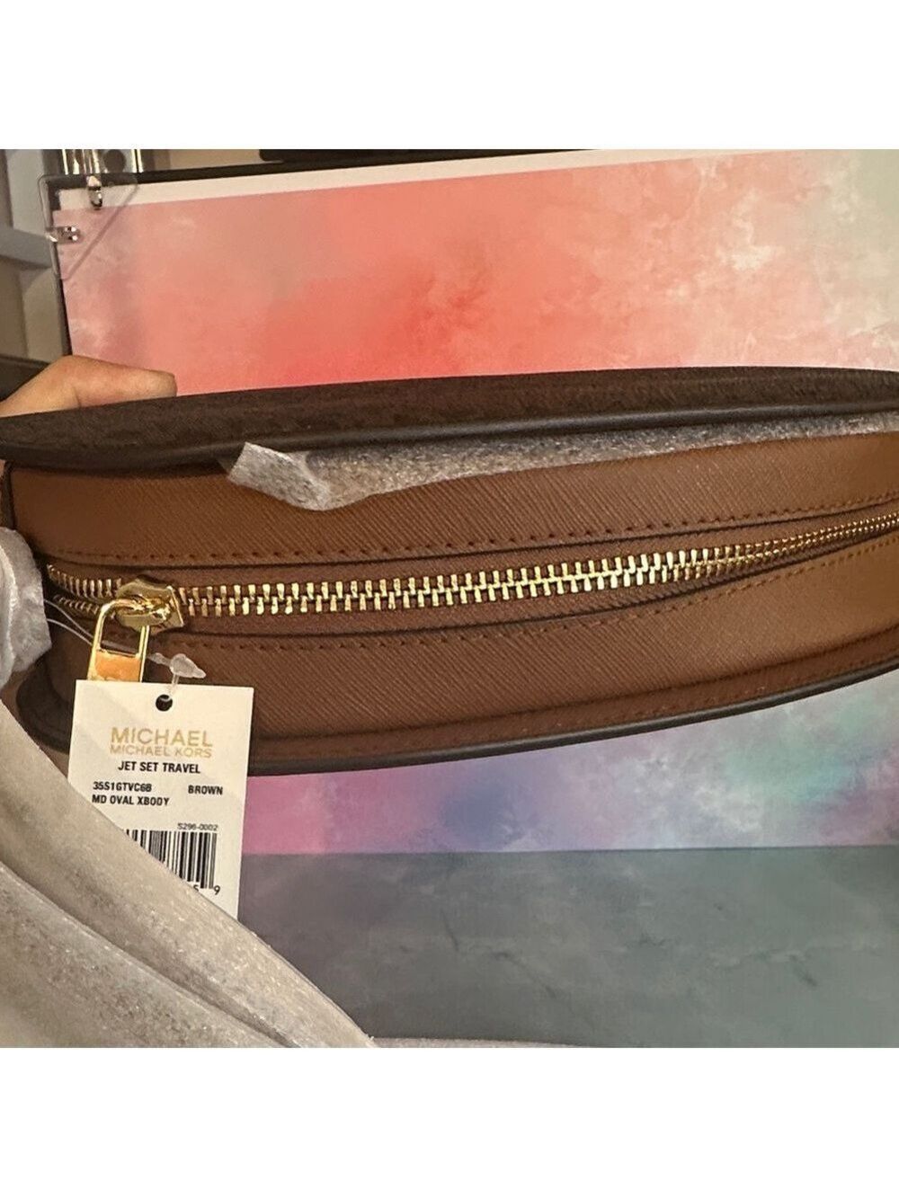 Michael Kors Brown Logo Crossbody Bag Jet Set Travel - Picture 13 of 16